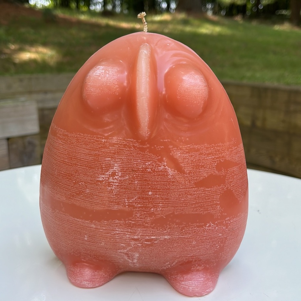 1970's Owl Candle in Muted Orange